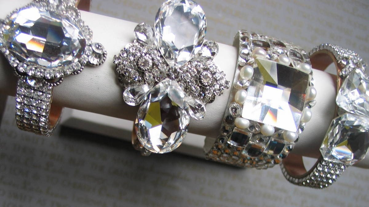 Vintage Glam Bridal Style Swarovski Cuff Bracelet - The Symone
