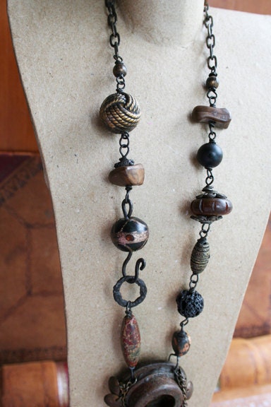 ON SALE - Summon - Talisman Necklace - urban gypsy Call Button salvage jewelry