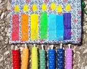 Rainbow Rolled Beeswax Fairy Candles, Set of Seven in Rainbow Colors