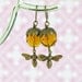 Bee Earrings - Golden Brown Amber Glass Beaded Earrings, Drop Earrings, Memorial Day Sale