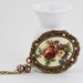 Flower Cameo Necklace, Cameo Pendant, Spring Flowers, Brass Frame Cameo