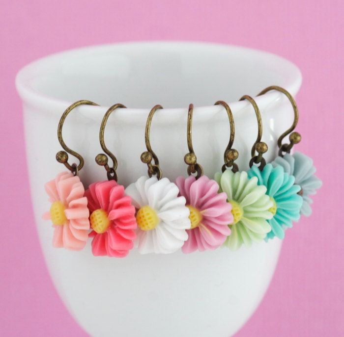 Daisy Earrings, Spring Jewelry - Choose Your Color, Drop Earrings, Memorial Day Sale