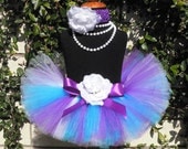Purple Blue White Custom Tutu - Sewn Infant Toddler Tutu and Headband Set - LILACS - sizes newborn up to 24 months