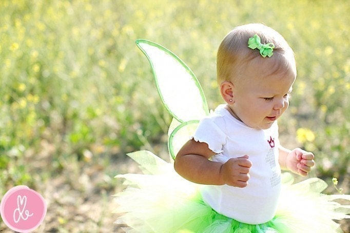 Baby Tutu - Birthday Tutu - Baby Fairy Set - Pixie Set - Infant Toddler Pixie Wings and Pixie Tutu - newborn to 12 months - Photo Prop