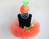 Baby Tutu Set - Pumpkin Costume - READY TO SHIP - Orange Infant Tutu and Beanie Set - Sewn 6'' Infant or Toddler Tutu and Beanie Hat