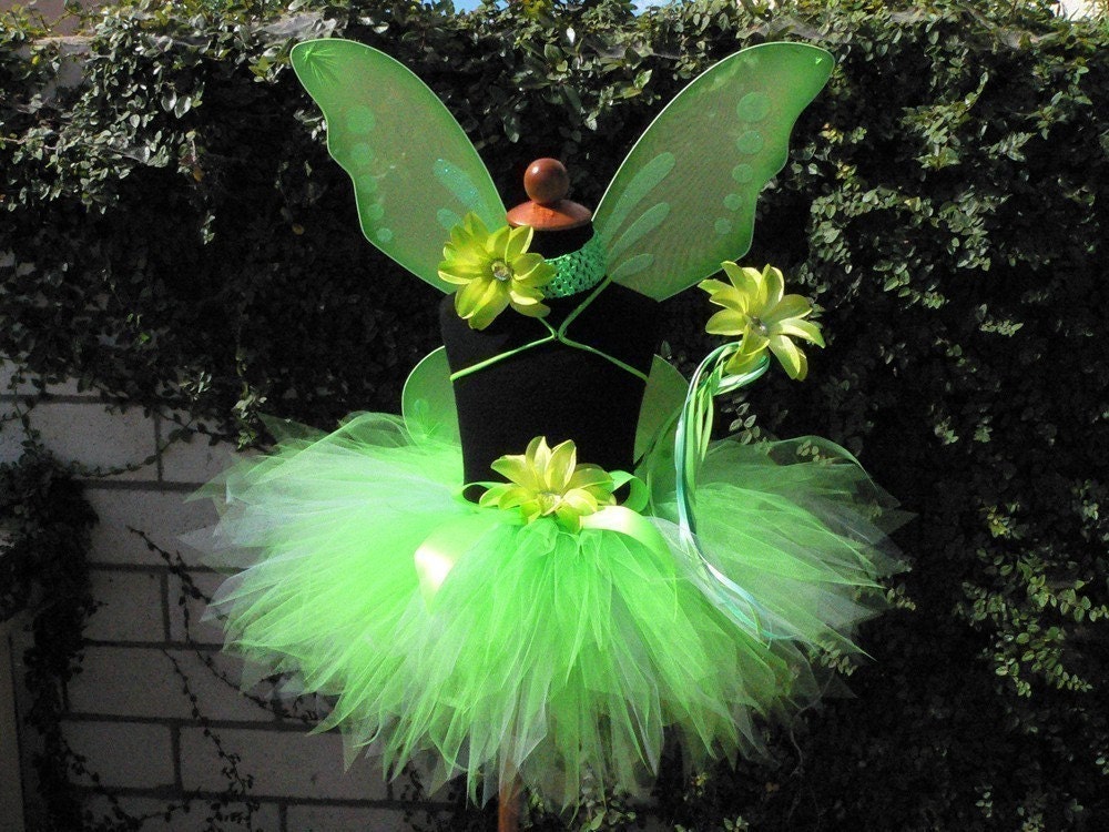 Sewn Tutu - Green Pixie Tutu and Headband Set - Custom 14.5" Tinker Fairy Tutu - Tinkerbell Inspired Tutu Costume - Tutu Only