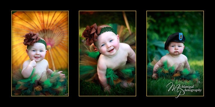 Girls Tutu Skirt and Headband Set - Mossy Oak Camo Tutu - Custom Sewn Infant/Toddler Tutu - Tiara's Boutique Original - sizes up to 12 mo