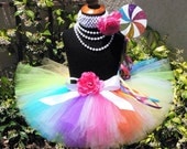 Candyland Dreams - Rainbow Lollipop Tutu - Custom Sewn Tutu - up to 8" long - sizes newborn up to 5T - Tutu Only
