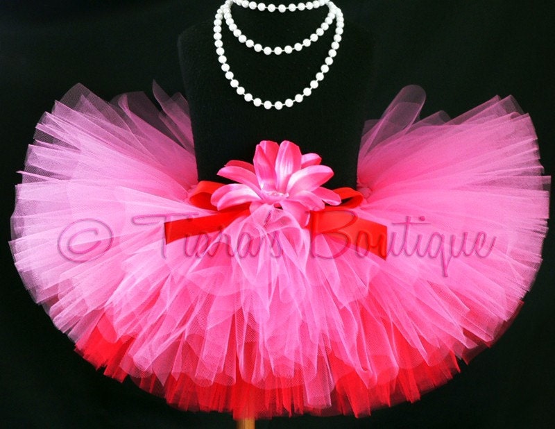 Blooming Rose - Custom Red and Hot Pink Tutu - 8'' Sewn Tutu - newborn to 5T - Perfect for Valentine's Day, Portraits, 1st Birthdays