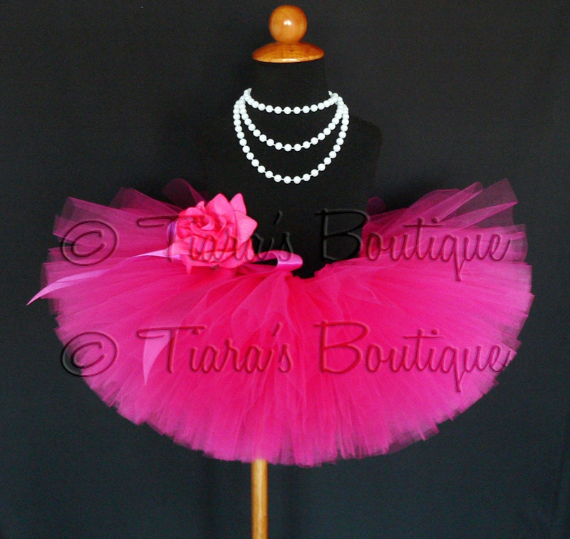 Pink Tutu - Sewn Tutu - Hot Pink Tutu - Ready to Ship - Fabulous Fuchsia - 6" Girls Tutu - sizes Newborn to 12 months