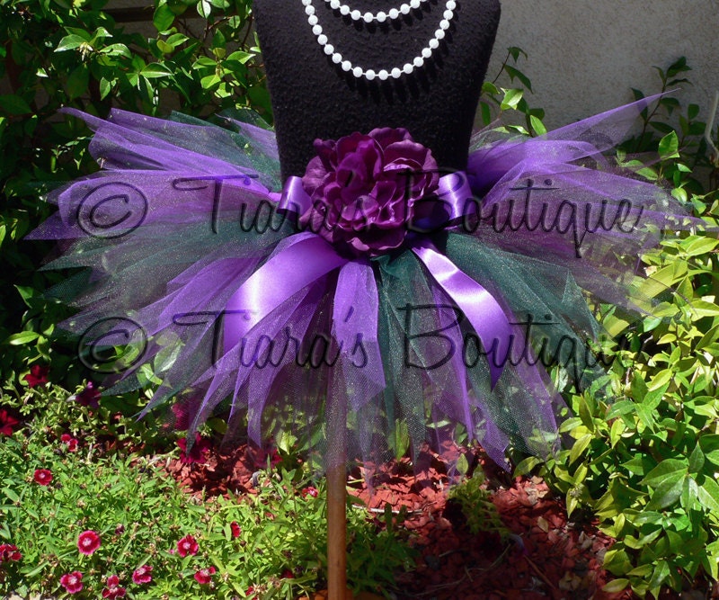 Girls Tutu - Green Purple Tutu - Jasmine - Custom Sewn 8'' Pixie Tutu - sizes up to 12 months - 1st Birthday Tutu, Baby Shower Tutu