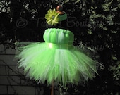 Custom Sewn Tutu - Tinkerbell - Belted Pixie Dress - up to size 5T and 30" long - Perfect for Birthdays, Halloween - Dress Only