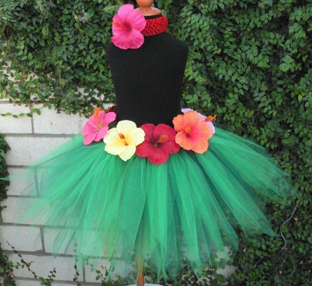 Kalei, an island pixie - 14.5 inch petite pixie tutu - Grass Hula Skirt Inspired Custom SEWN Tutu