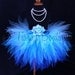Whispering Waterfall - 12" 3 Tiered Sewn Pixie Tutu and Flower Headband Set in Blues - sizes Newborn to 2T