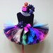 Rainbow Tutu - Birthday Tutu - Sewn Tutu - So Cal Punk Tutu - Extra Full 10" Tutu - sizes Newborn to 5T - Black with Neon Rainbow Colors