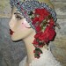 One of a Kind Vintage Roaring 1920's Straw Picnic FLAPPER CLOCHE HAT Gingham Ruffle Red Floral