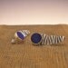 lapis lazuli crinkle earrings  recycled sterling silver