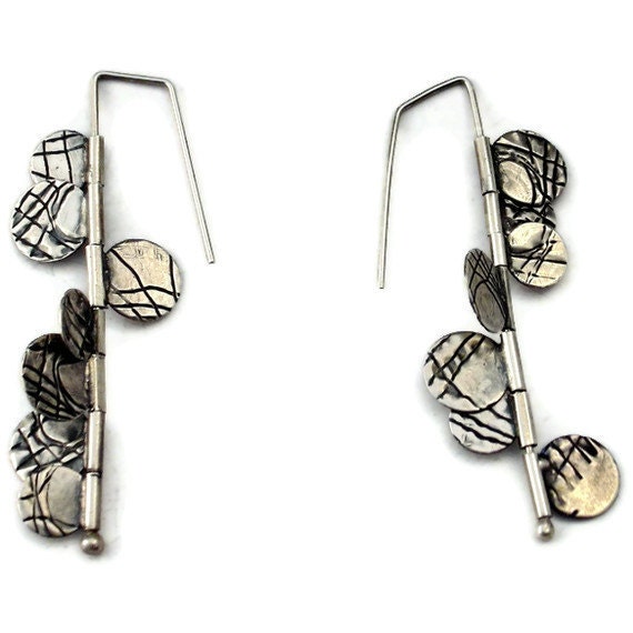fringe hinge kinetic earrings sterling silver