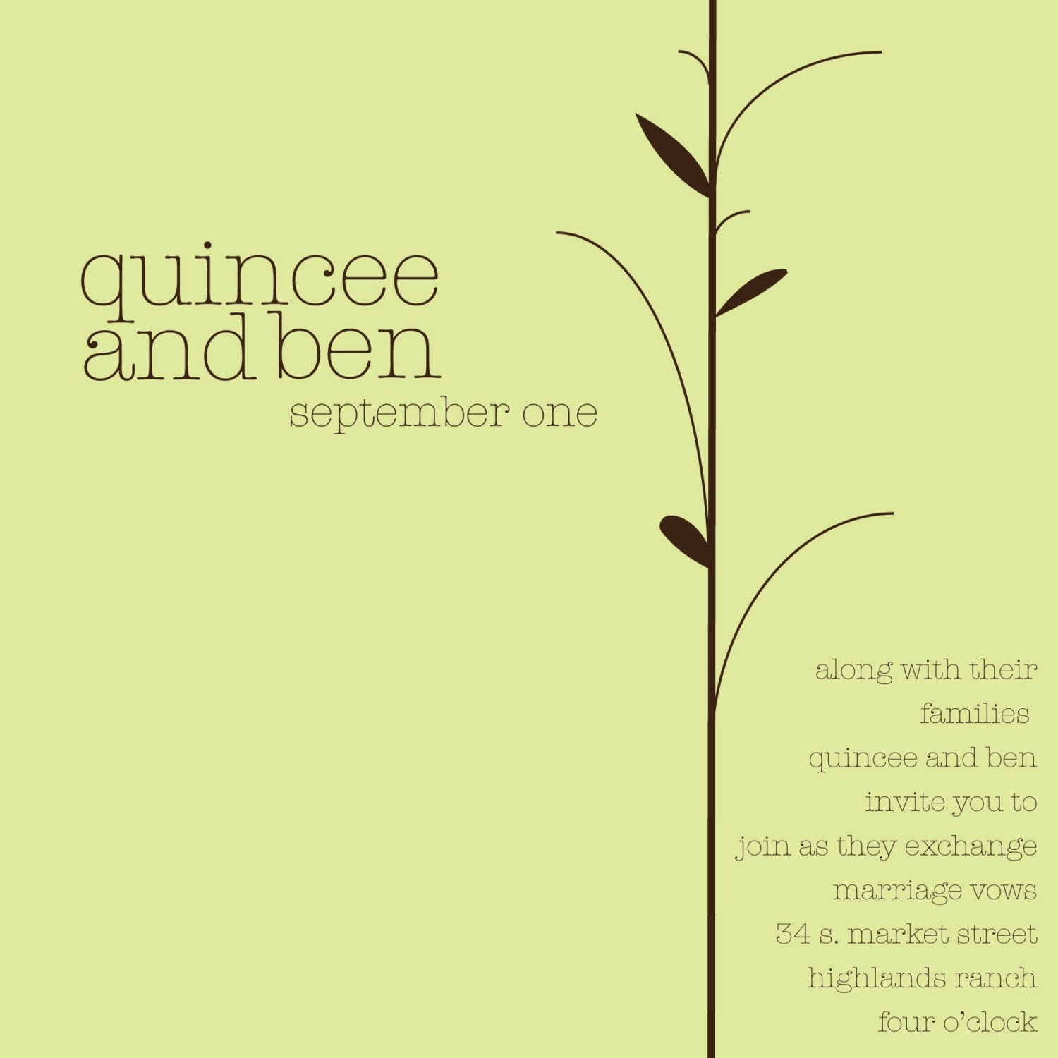 Square custom wedding invitation 