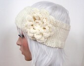 MADE TO ORDER - Custom Knit Headband Headwrap with Flower in any color