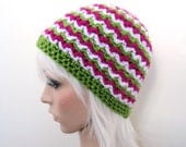 MADE TO ORDER - Ziggy Beanie - Zig Zag Crochet Hat in Custom Colors