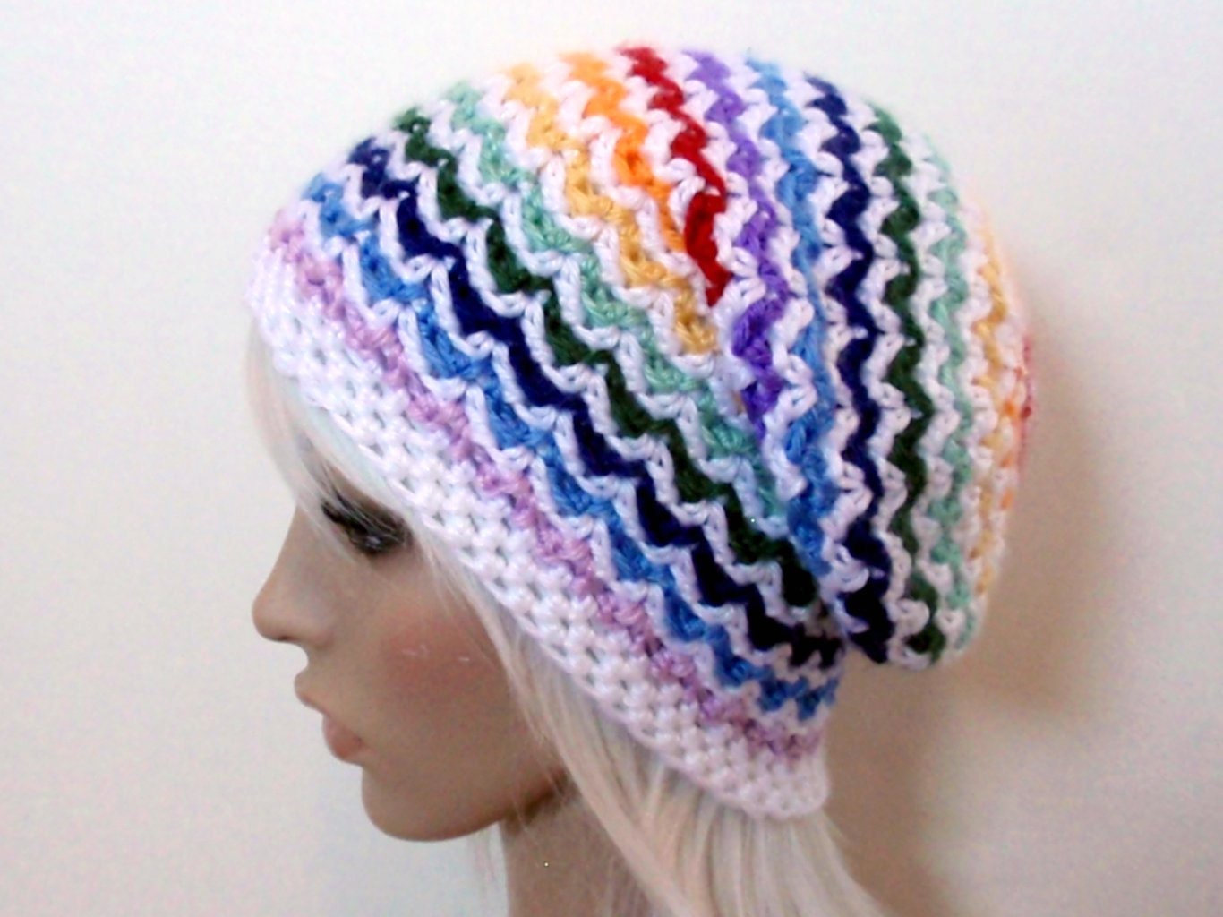 MADE TO ORDER - Slouchy Rainbow Ziggy Beanie Hat