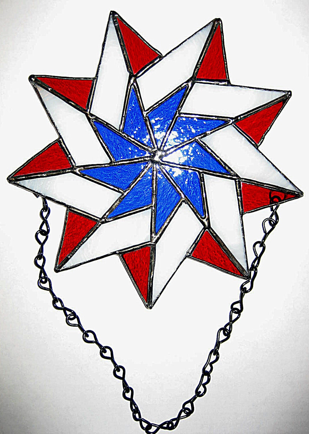 Stained Glass Patriotic Star, Red White and Blue,  Military, Veteran, Memorial Day, 4th of July
