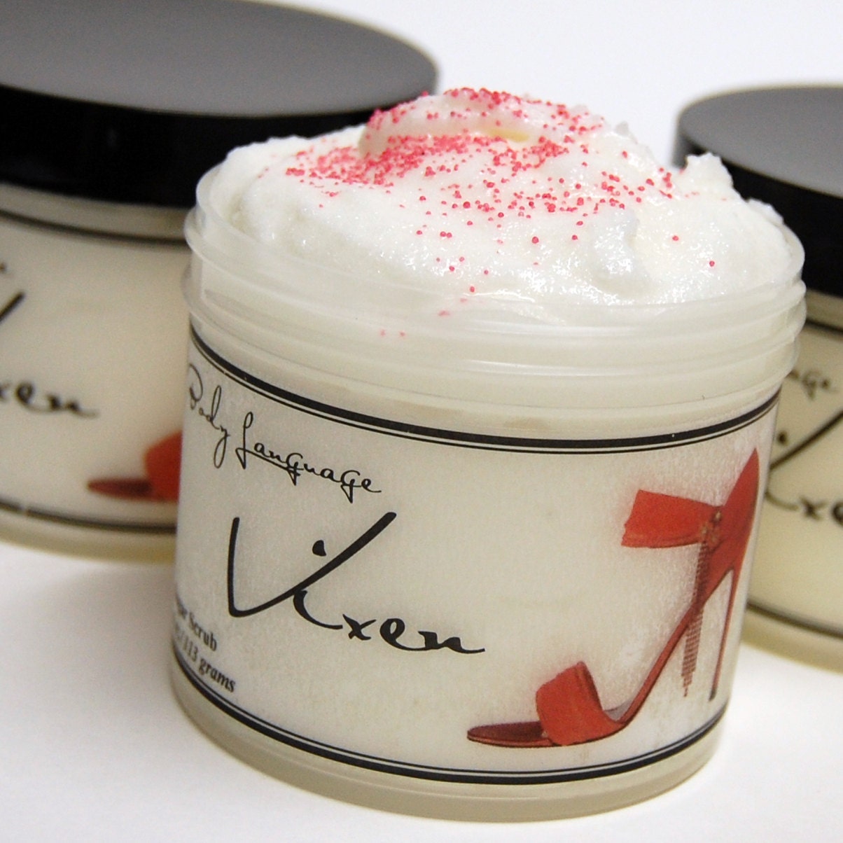 Moving SALE - Sweet Pea Scrub - VIXEN Sugar Scrub - Sweet Pea & Violets Scented Vegan Sugar Scrub