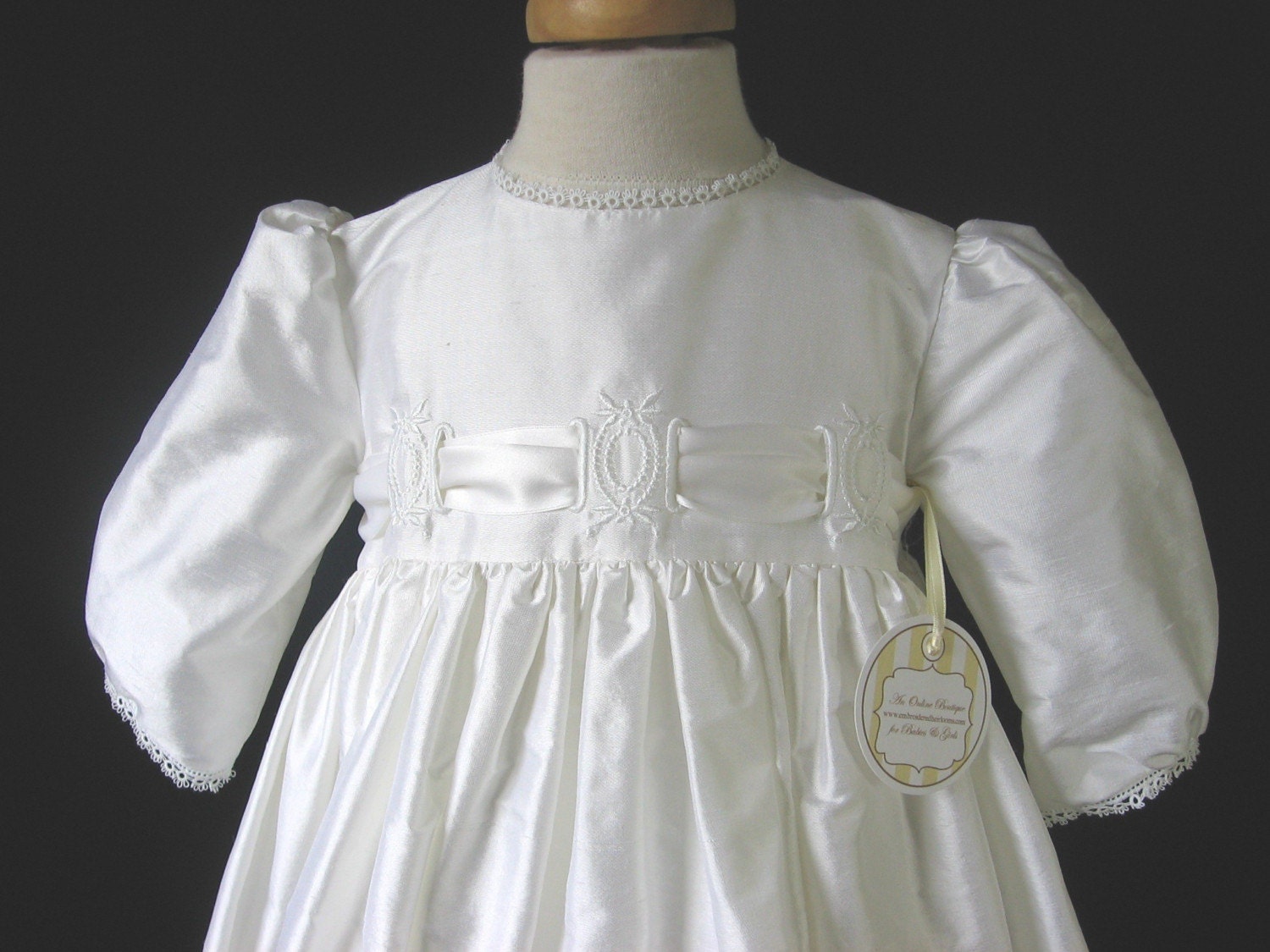 Christening Gowns, Baptism Gown, Bonnet - Leah