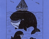 Whale Watch Blue Gocco Print-Bowhead, Sailboat, Ocean Sunfish Art