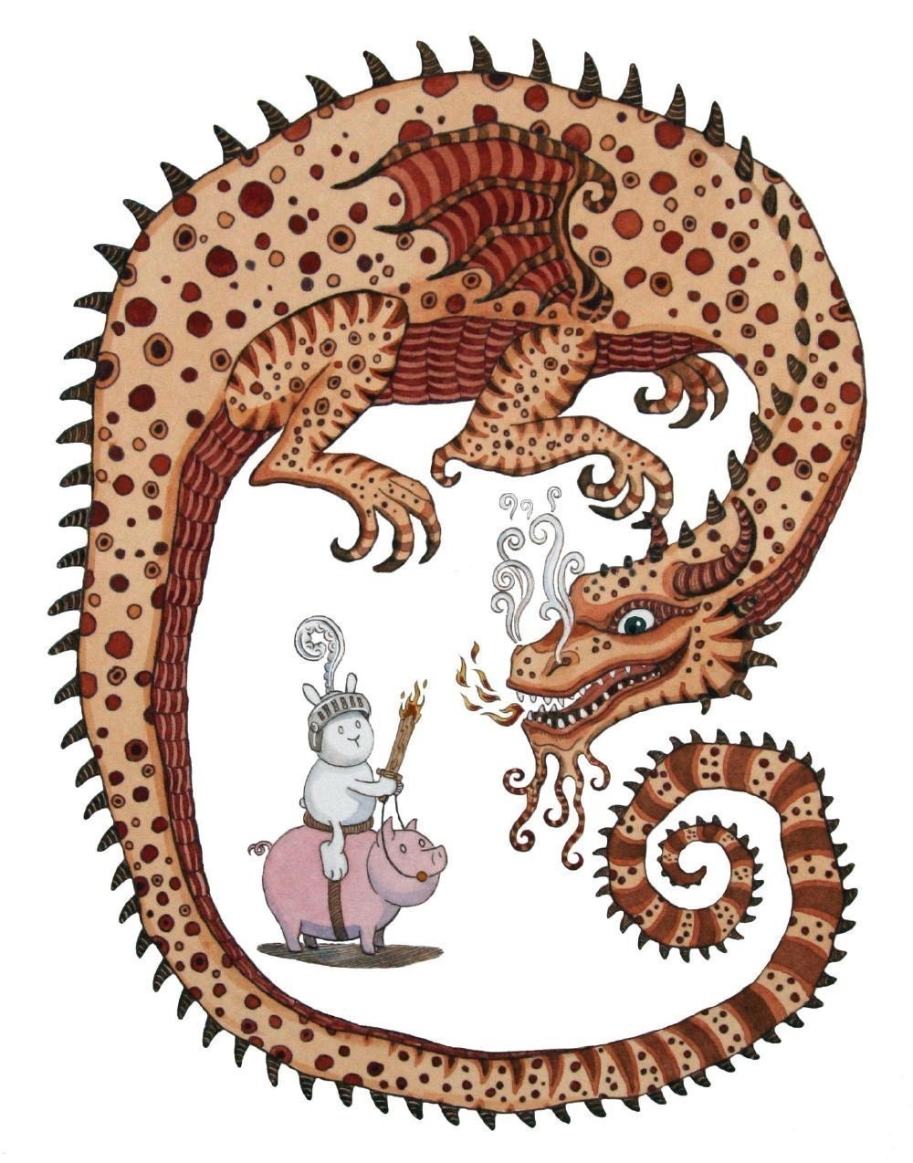 Bunny Rabbit Knight Dragon Art-George Print