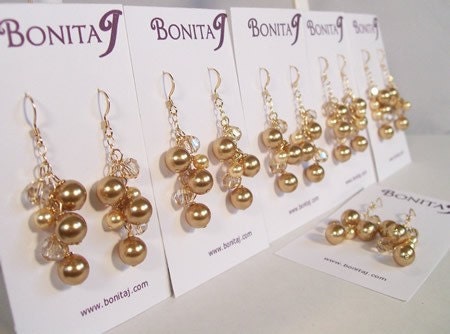 Gold & Champagne Crystal Cluster Bridesmaids Earrings, mini chandeliers, harvest gold, marigold, sunbeam, enchanted glow, banana