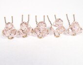5 Vintage Rose, dusty rose blush Crystal Hairpins, Wedding Hair Jewelry Accessories, rose petal, blush, tea rose, cotton candy, sugar plum