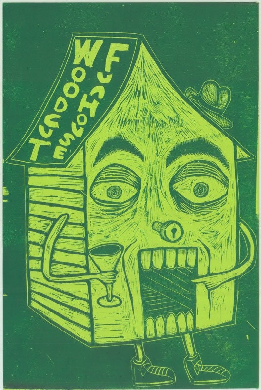 Woodcut Funhouse  woodcut