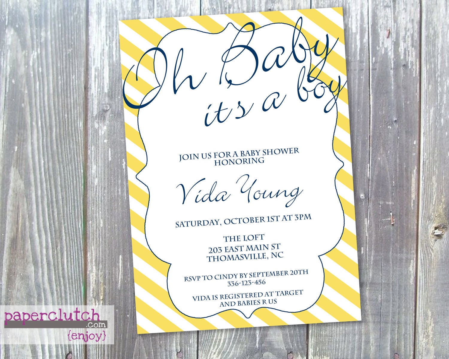 Oh Baby - Baby Shower Invitation - Digital File or Printed