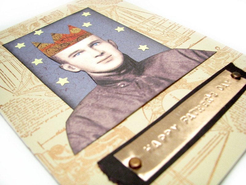 Father's Day Card - Dad Is King - Happy Father's Day Card - Mixed Media Collage