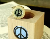 Peace Silver Ring - Hammered Metal - Upcycled Wine Cork Jewelry by Uncorked