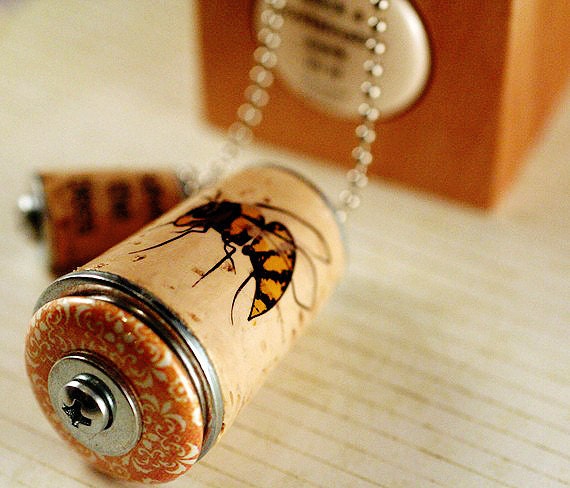 Bee Necklace - Cork Necklace In Test Tube - Recycled by Uncorked - Save the Bees