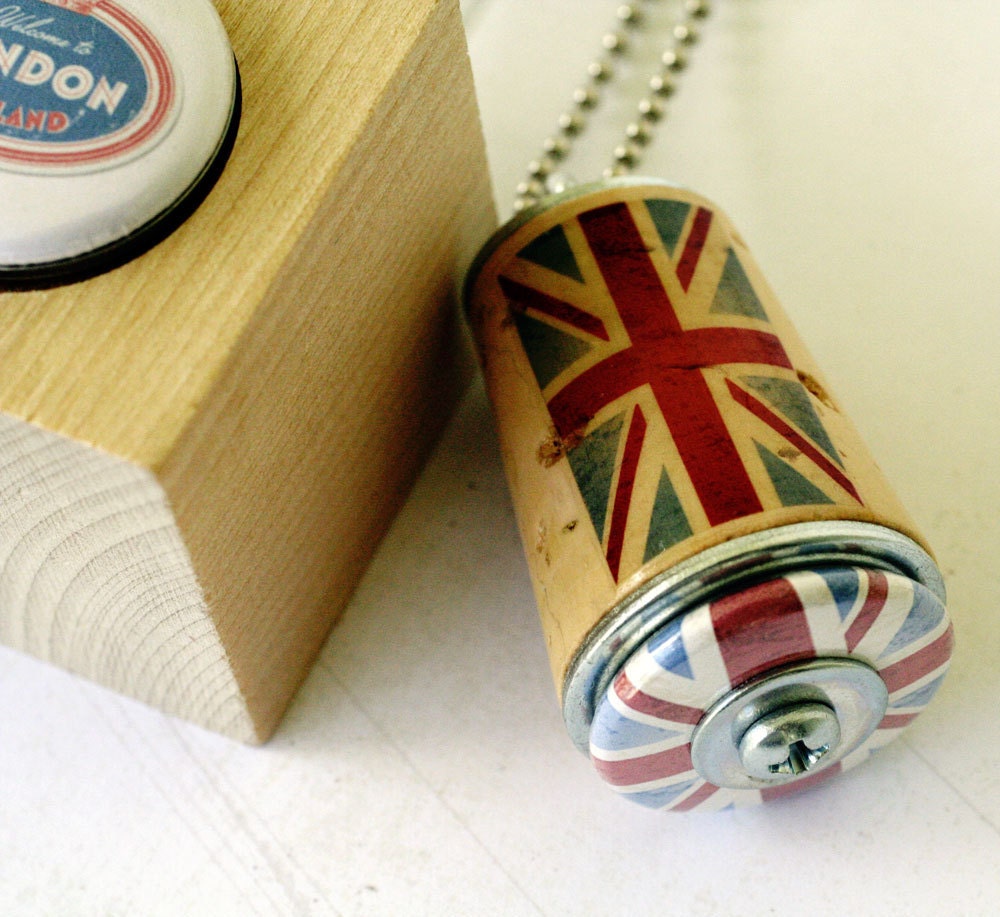 British Flag Necklace - Upcycled Cork in Test Tube - London Invasion by Uncorked