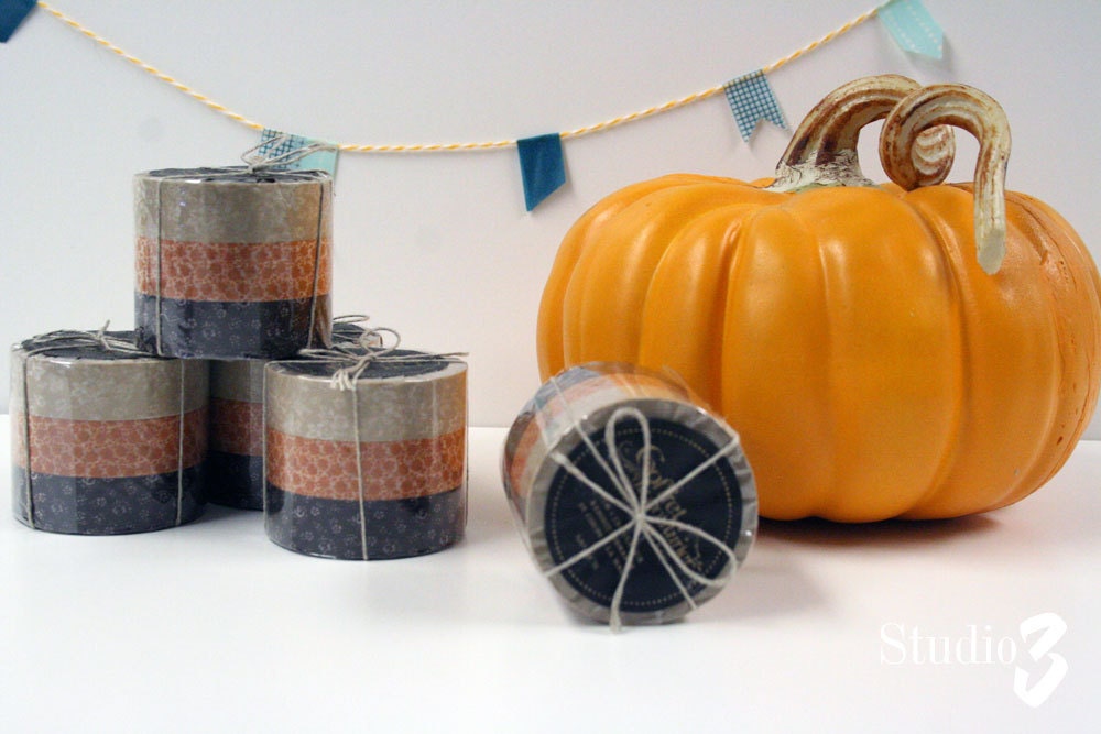 Floral Brown Autumn Washi Japanese Masking Tape 3 pack