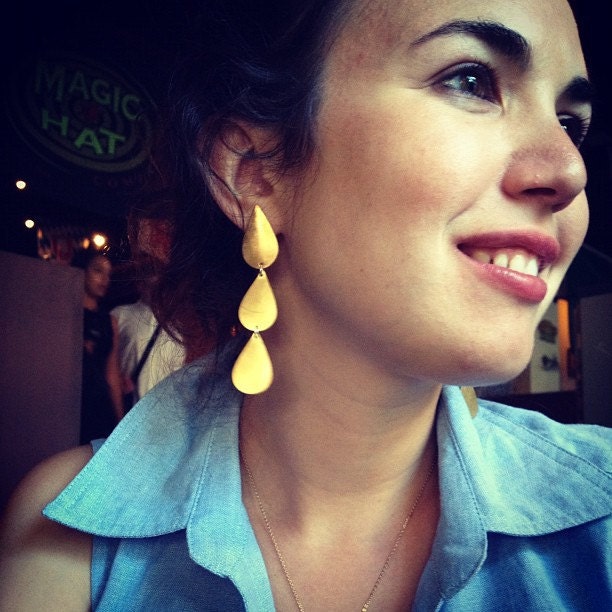 Brass Tear Drop Dangle Earrings- Handmade by Rachel Pfeffer
