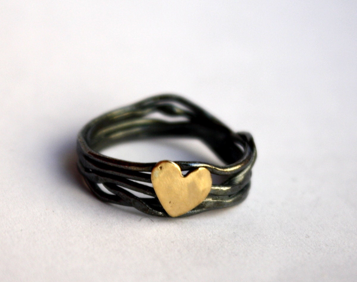 Handmade Sterling Silver Nest Heart Ring- made by Rachel Pfeffer