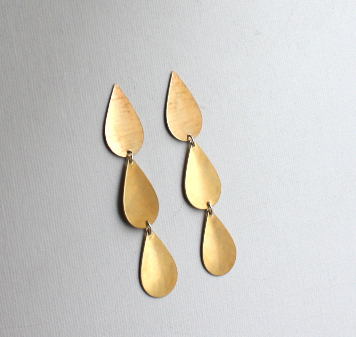 Brass Tear Drop Dangle Earrings- Handmade by Rachel Pfeffer