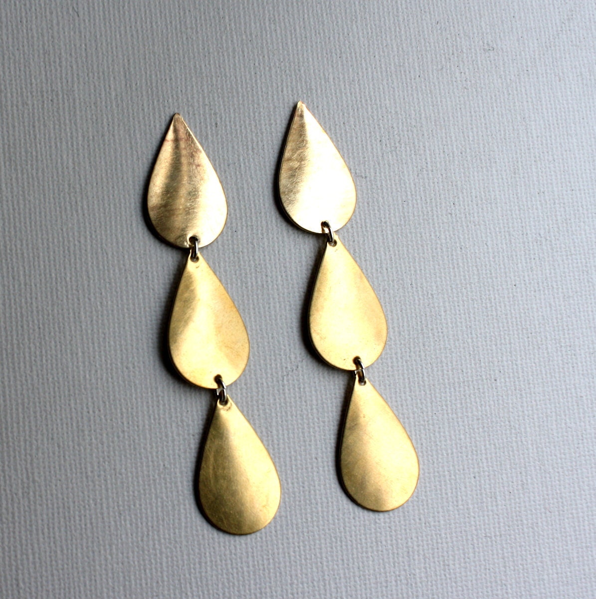 Brass Tear Drop Dangle Earrings- Handmade by Rachel Pfeffer