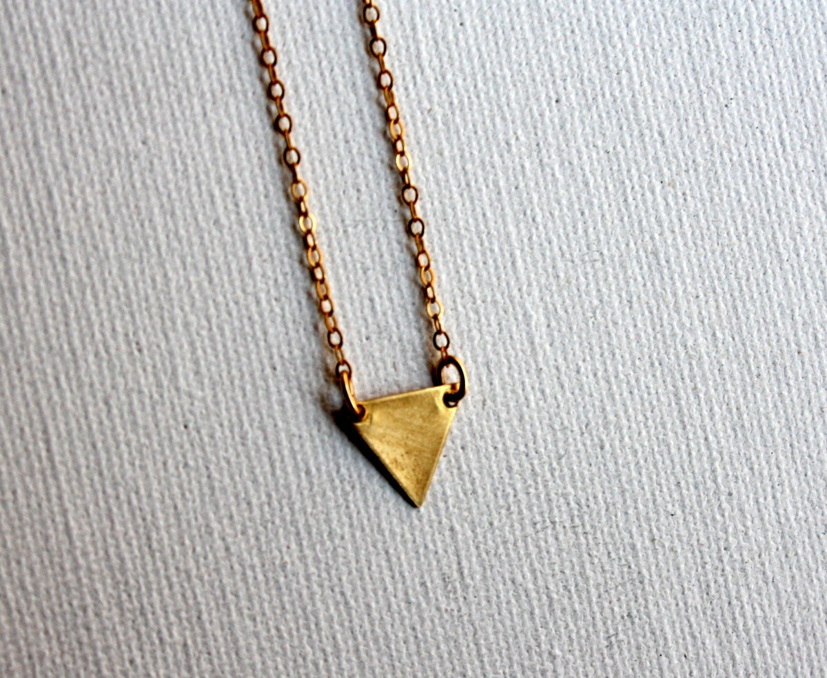 Tiny Brass Triangle Necklace- Handmade by Rachel Pfeffer