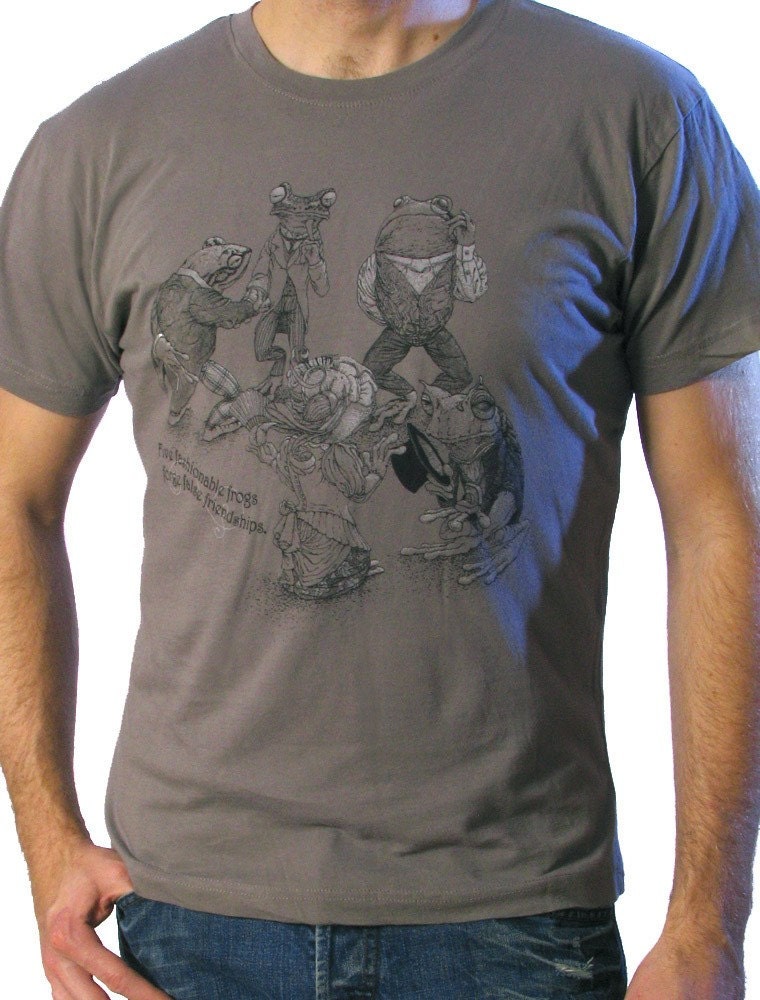 Fashionable Frogs Men's T-shirt on Gray ..... Graphic tee S M L XL 2XL 3XL
