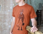 Dapper Fox T-shirt on rust - Men's animal t-shirt in S M L XL 2X 3X