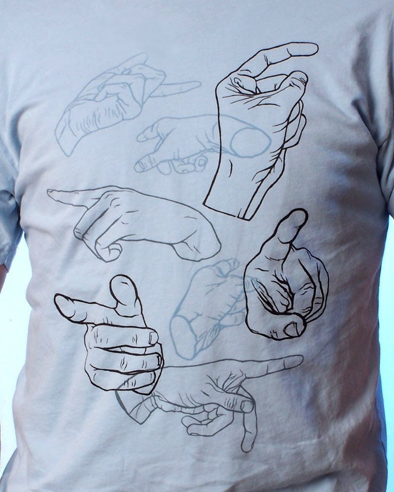 2X Pointing Hands T-shirt on Powder Blue ..... Men's 2X tee