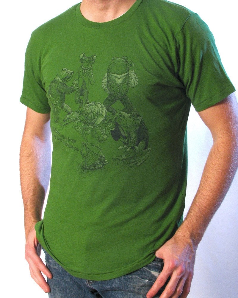 Fashionable Frogs T-shirt on Earth Green - Men's Tee Shirt XXS XS S M L XL 2XL 3XL