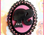 HUGE Black Lady Silhouette Acrylic Necklace